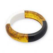 Resin-Armb&auml;nder Bangle Transparent amber brown-white
