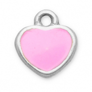 Stainless Steel - Rostfrei Stahl Anhänger Herz Silver-pink