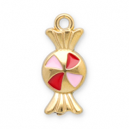 Stainless Steel - Rostfrei Stahl Anhänger Bonbon Gold-red-pink