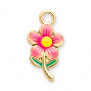 Stainless Steel - Rostfrei Stahl Anhänger Blume Gold-light pink-yellow