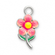 Stainless Steel - Rostfrei Stahl Anhänger Blume Silver-light pink-yellow