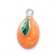 Stainless Steel - Rostfrei Stahl Anhänger Kumquat Silver-orange-green