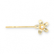 Haarschmuck Haarklammer Blume mit Imitation Perle Gold-white