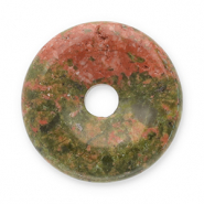 Naturstein Anh&auml;nger Achat Donut 16mm Red-olive green