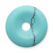 Naturstein Anh&auml;nger Turquoise Donut 16mm Turquoise