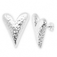 Ohrringe aus Stainless Steel - Rostfreiem Stahl Ohrstecker Herz Silver