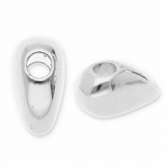 Metall Perlen DQ Halbes Herz Antik silber (Nickelfrei)