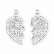 Metall Anhänger DQ "best friends" Antik silber (Nickelfrei)