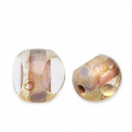 B&ouml;hmische Perlen FPB Rund 6mm Crystal-dark travertin