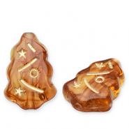 Acrylperlen Weihnachtsbaum Cognac brown-gold
