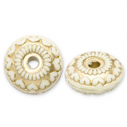 Acrylperlen Rondell mit Herz Off white-gold