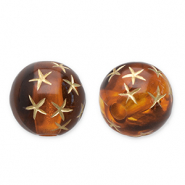 10 mm Acrylperlen Rund mit Stern Cognac brown-gold