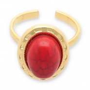Ringe aus Stainless Steel - Rostfreiem Stahl mit Imitation von Naturstein Gold-red