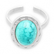 Ringe aus Stainless Steel - Rostfreiem Stahl mit Naturstein Silver-turquoise