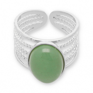 Ringe aus Stainless Steel - Rostfreiem Stahl mit Naturstein Silver-jade green