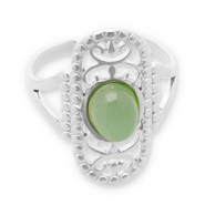 Ringe aus Stainless Steel - Rostfreiem Stahl mit Naturstein Silver-jade green