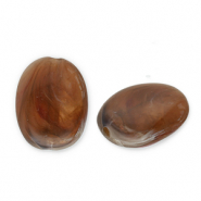 Acrylperlen Oval Brown-white
