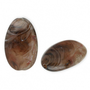 Acrylperlen Lang Oval Brown-white