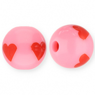 12 mm Acrylperlen mit Herz Pink-red