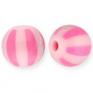 12 mm Acrylperlen mit Streifen Light pink-pink