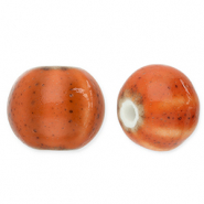 Perlen Keramik mit Streifen 12mm Dark orange
