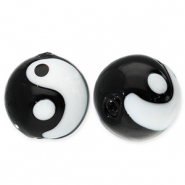 Glasperlen Yin & Yang Black-white