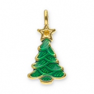 Stainless Steel - Rostfrei Stahl Anhänger Weihnachtsbaum Gold-green