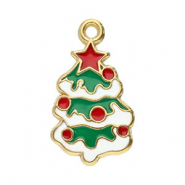 Stainless Steel - Rostfrei Stahl Anhänger Weihnachtsbaum Gold-white-red-green