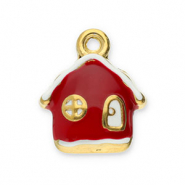 Stainless Steel - Rostfrei Stahl Anhänger Haus Gold-red-white