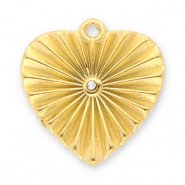 Stainless Steel - Rostfrei Stahl Anh&auml;nger Herz mit Strass Gold-transparent