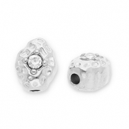 Stainless Steel - Rostfrei Stahl Perlen Oval mit Strass Silver-transparent