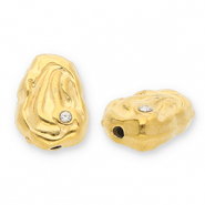 Stainless Steel - Rostfrei Stahl Perlen Oval mit Strass Gold-transparent