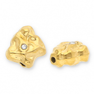 Stainless Steel - Rostfrei Stahl Perlen Irregular mit Strass Gold-transparent