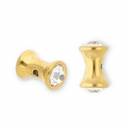 Stainless Steel - Rostfrei Stahl Perlen Diabolo mit Strass Gold-transparent