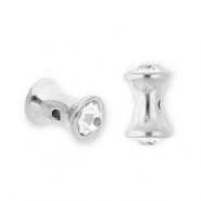 Stainless Steel - Rostfrei Stahl Perlen Diabolo mit Strass Silver-transparent