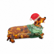 Haarschmuck Haarklemme Dackel mit Pullover Brown-green-red-white