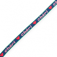 BY31&reg; Schmuckband mit Text "Ch&eacute;ri" Dark blue-light pink-red-green