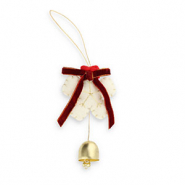Trendy-Anhänger Filz Schneeflocke mit Schleife & Glocke White-red-gold