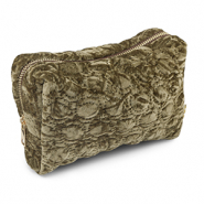 BY31&reg; Etui Sammt mit gestickten Kreisen Olive brown