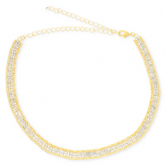 Brass TQ Metall Choker mit Strass Gold-crystal