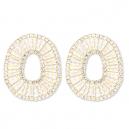 Eco-brass&reg; (nachaltiges Messing) Ohrringe / Ohrstecker mit Zirkonia Oval Gold-crystal