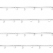 Stainless Steel - Rostfrei Stahl Schmuckzubeh&ouml;r Gliederkette mit Mond und Stern Silver