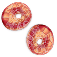 DQ Griechische Keramik Perlen Donut Mosaik Magenta-green gold