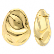 Stainless Steel - Rostfrei Stahl Schmuckzubehör Ohrringe / Ohrstecker Oval mit Öse Gold