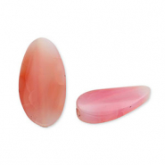 Naturstein Perlen Chalcedon & Quarz Oval Coral red-transparent