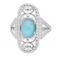 Ringe aus Stainless Steel - Rostfreiem Stahl mit Naturstein Silver-turquoise
