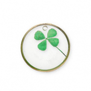 Anh&auml;nger mit getrockneter Blume Gold-green