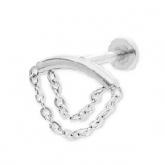 Ohrpiercing aus Stainless Steel - Rostfreiem Stahl Bogen mit 2-lagig Kette Silver