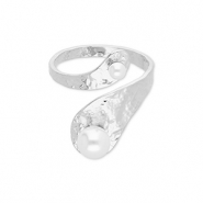 Ringe aus Stainless Steel - Rostfreiem Stahl mit Perlen Silver-white