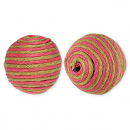 22 mm Acrylperlen mit Wachskordel Olive green-dark pink